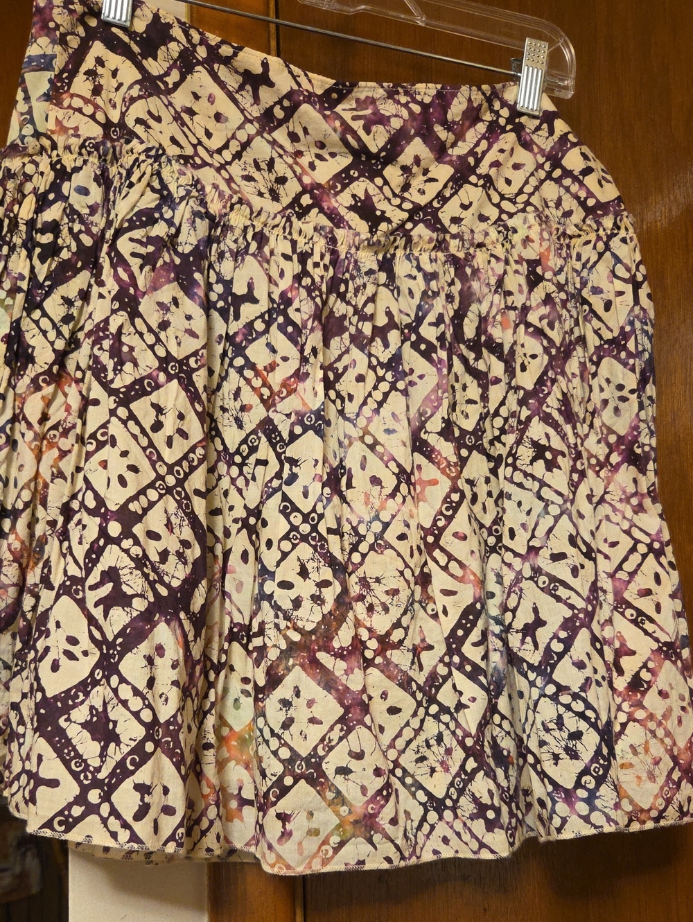 GAP Cream and Purple Printed Gathered Skirt